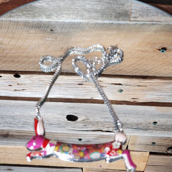 Enamel & Silver Running Rabbit - Bunny - Choker Necklace - Hand Painted - Picture 7 of 9